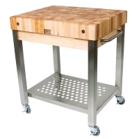 John Boos CUCT04 Cucina Technica Cart, Stainless Undershelf, 2 1/4" Rock Maple Top, 24 x 24" thumbnail 3