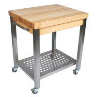 John Boos CUCT24 Cucina Technica Cart, Stainless Undershelf, 4" Rock Maple Top, 30 x 24" thumbnail 4