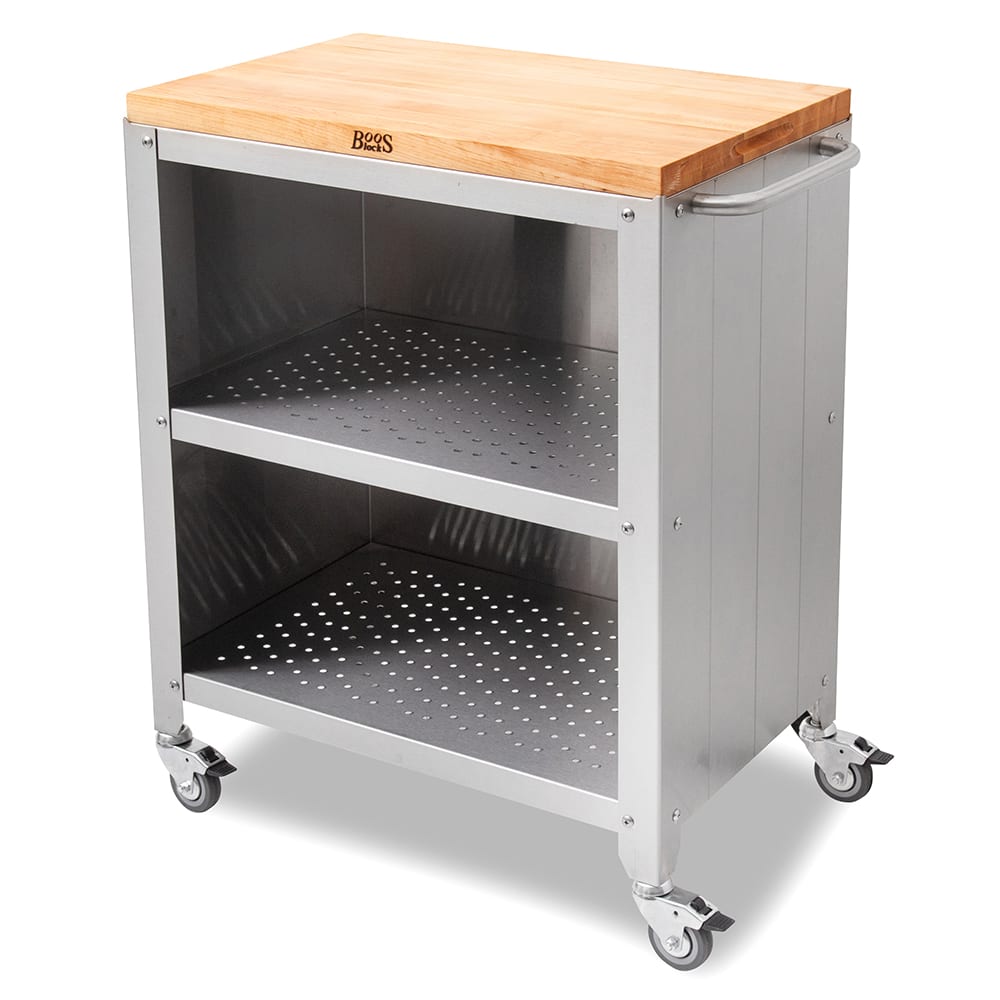 John Boos CUFC-M1830-X Formaggio Cart w/ Maple Cutting Board Top - 30"W x 18 1/8"D x 36 3/8"H, Stainless Steel