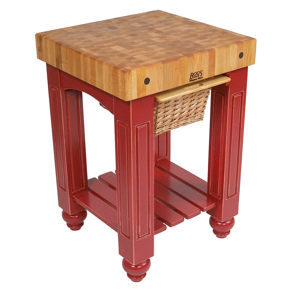 John Boos CU-GB25 25" Gathering Block Table, Hard Maple Top w/ Barn Red Base