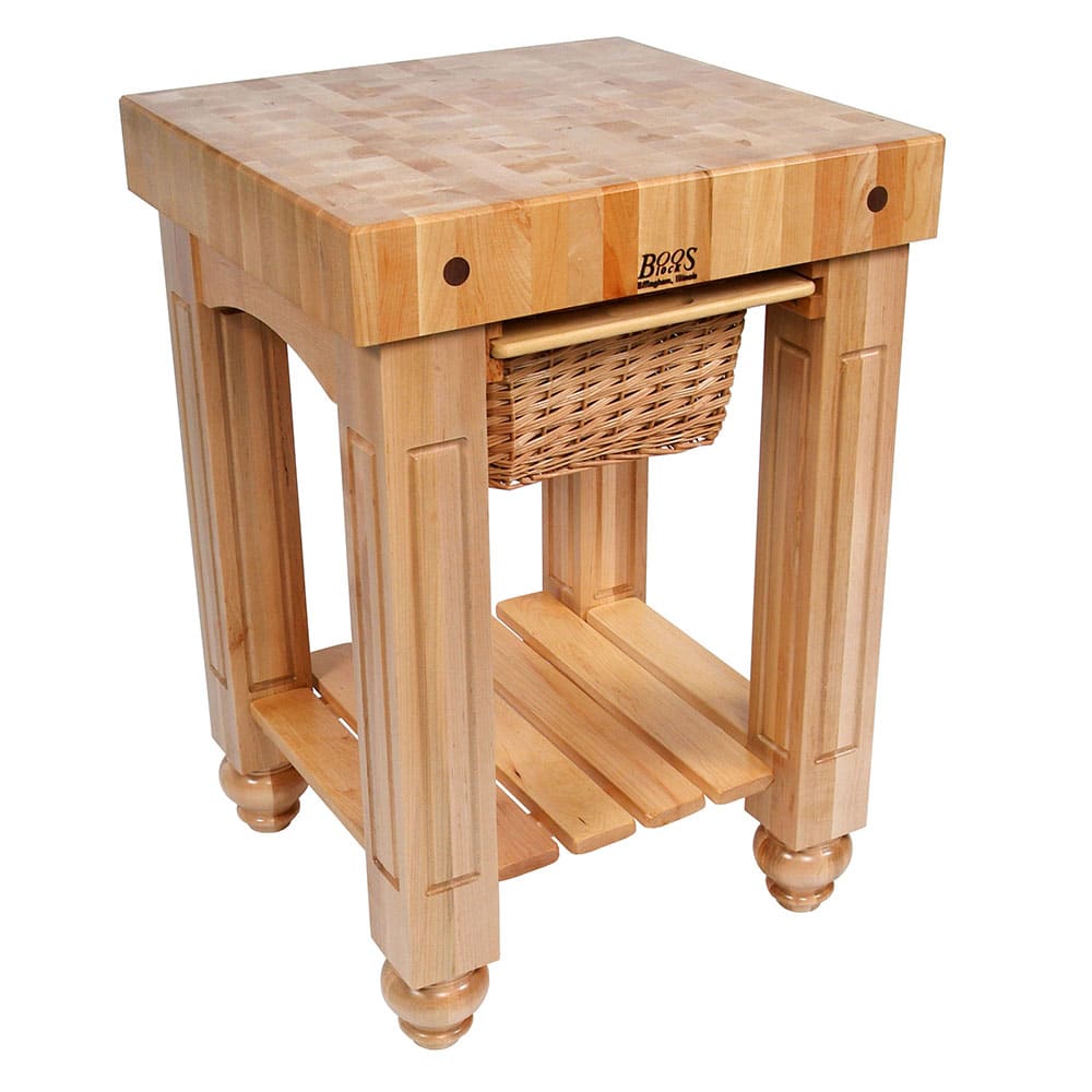 John Boos CU-GB25 25" Gathering Block Table, Hard Maple Top w/ Natural Base