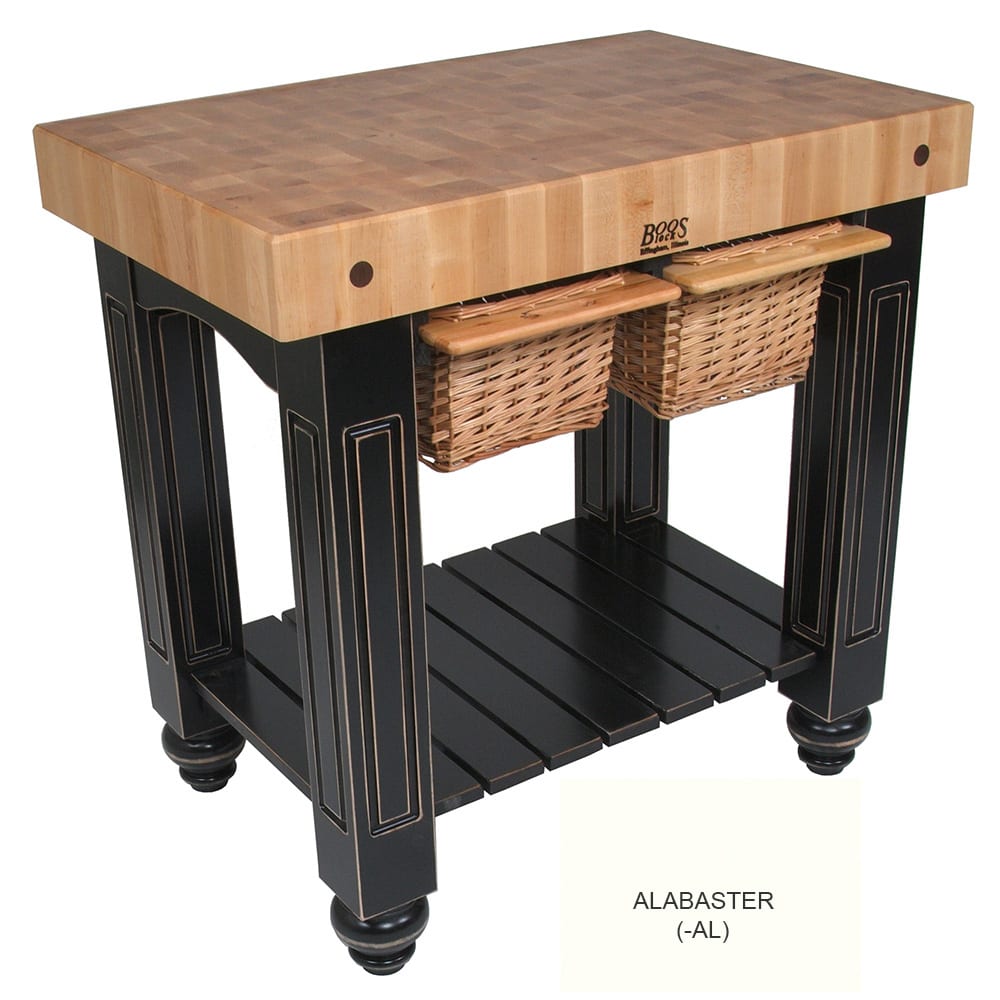 John Boos CU-GB3624 36" Gathering Block Table II, Hard Maple Top w/ Alabaster Base