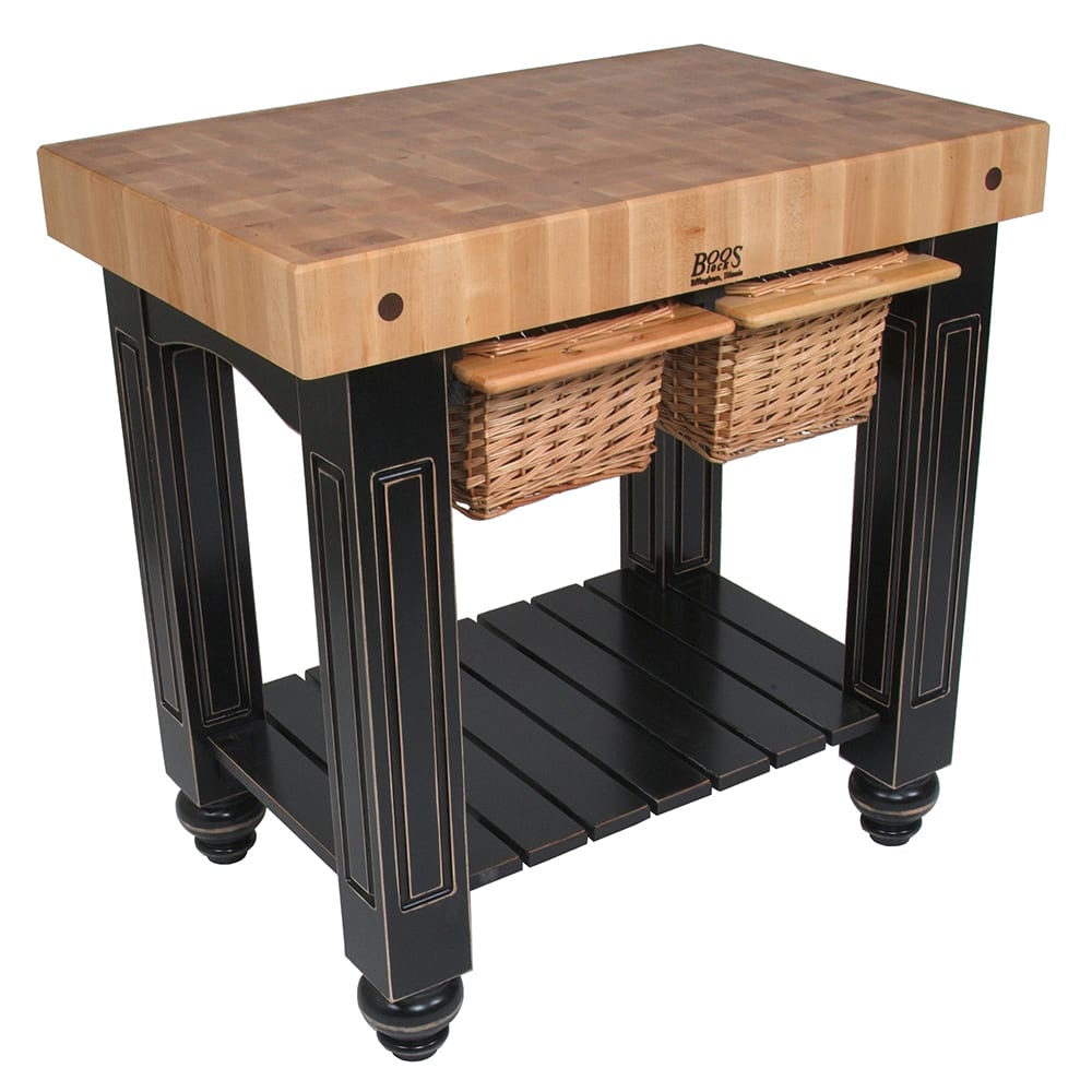 John Boos CU-GB3624 36" Gathering Block Table II, Hard Maple Top w/ Caviar Black Base