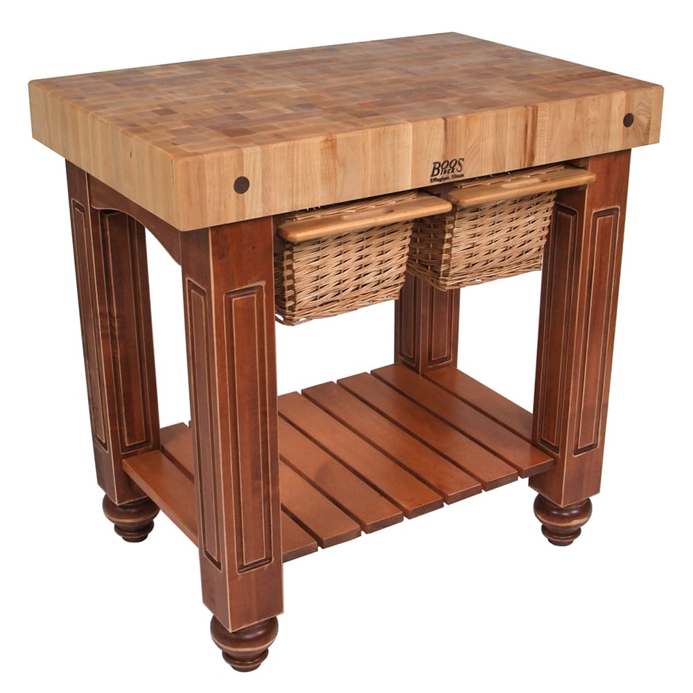 John Boos CU-GB3624 36" Gathering Block Table II, Hard Maple Top w/ Warm Cherry Stain Base