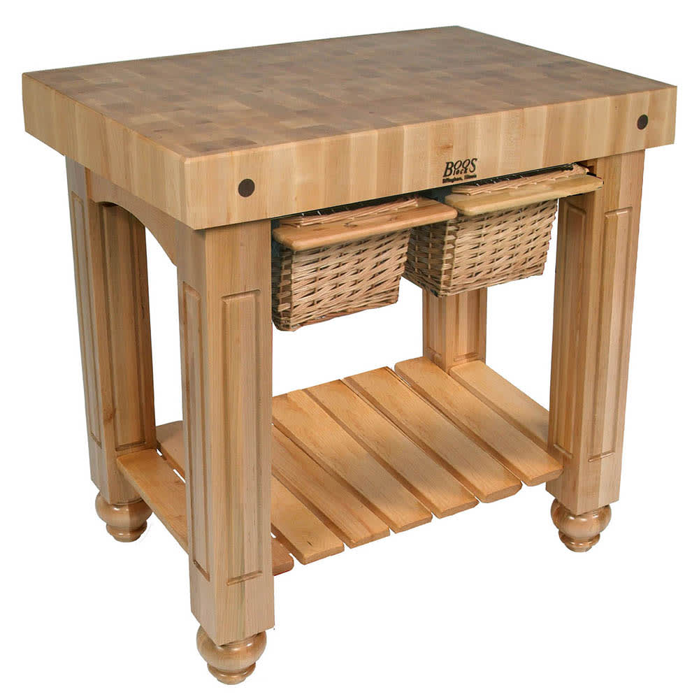 John Boos CU-GB3624 36" Gathering Block Table II, Hard Maple Top w/ Natural Maple Base
