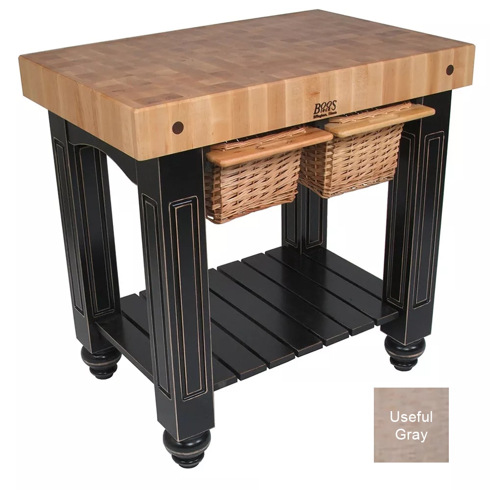 John Boos CU-GB3624 36" Gathering Block Table II, Hard Maple Top w/ Useful Gray Stain Base