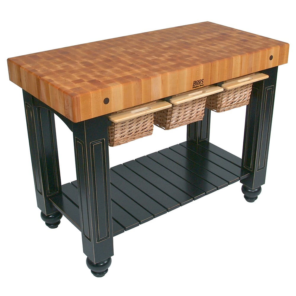 John Boos CU-GB4824 48" Gathering Block Table III, Hard Maple Top w/ Caviar Black Base