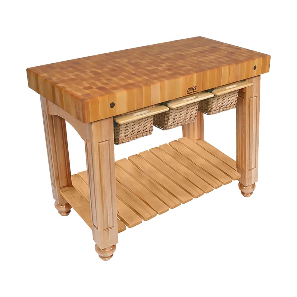 John Boos CU-GB4824 48" Gathering Block Table III, Hard Maple Top w/ Natural Maple Base