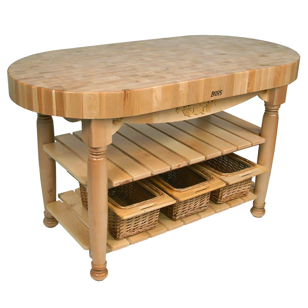 John Boos CU-HAR60 60" Oval Butcher Block, Hard Maple Top w/ Natural Maple Base