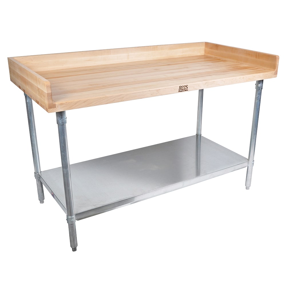 John Boos DNS09 72" Maple Top Bakers Table w/ 4" Splash & Undershelf, 30"D