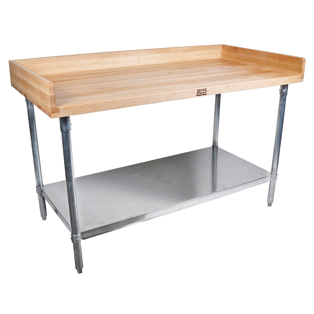 John Boos DSS07 60" Maple Top Bakers Table w/ 4" Splash & Undershelf, 30"D