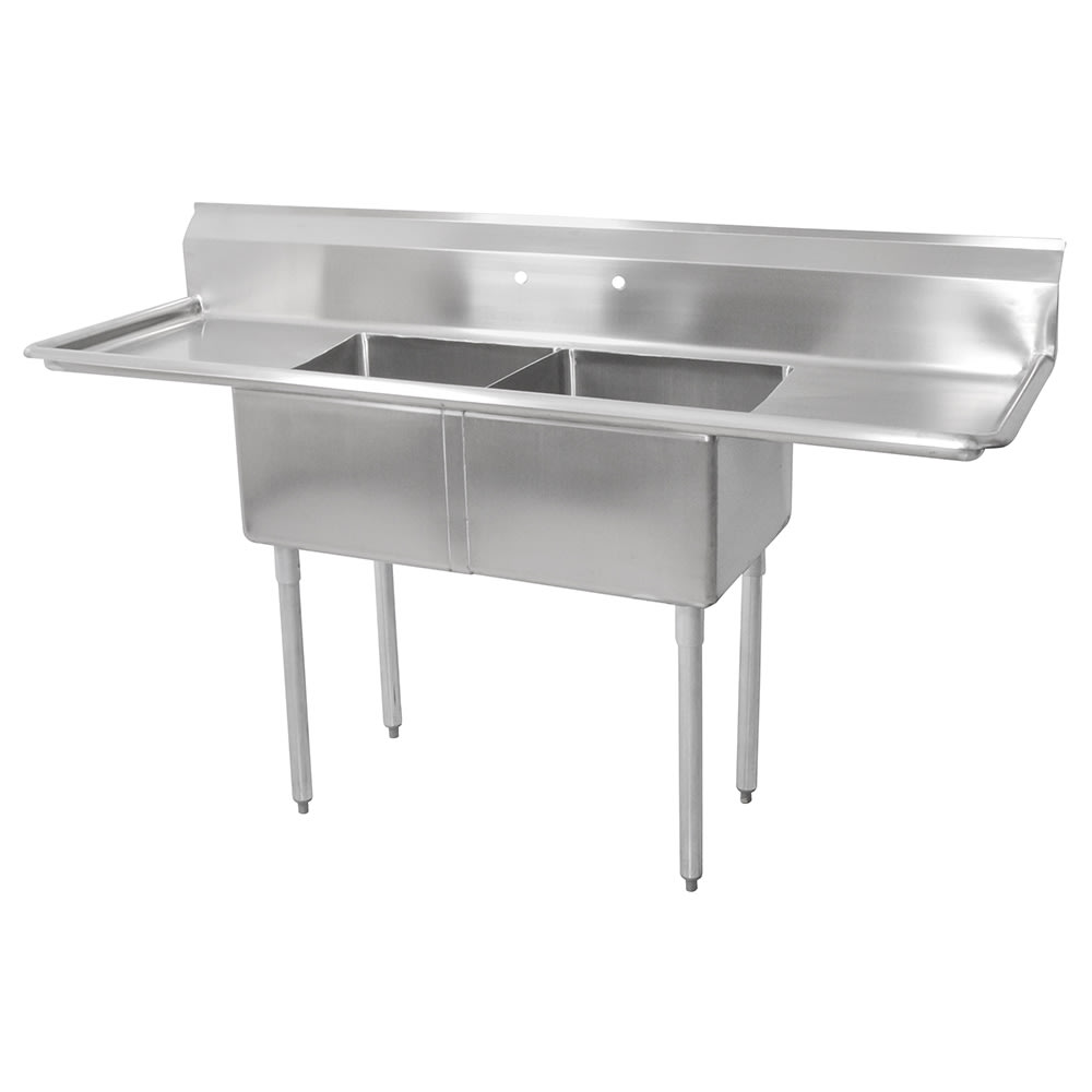 John Boos E2S8-24-14T24 96" 2 Compartment Sink w/ 24"L x 24"W Bowl, 14" Deep