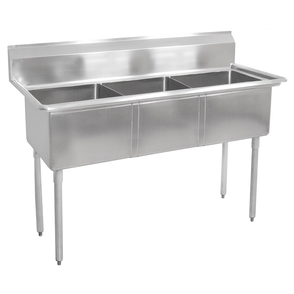 John Boos E3S8-1014-10 35" 3 Compartment Sink w/ 10"L x 14"W Bowl, 10" Deep