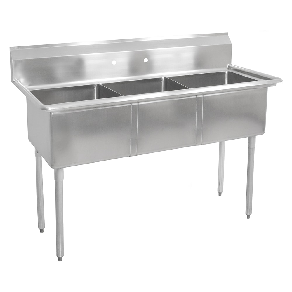 John Boos E3S8-15-14 50 1/2" 3 Compartment Sink w/ 15"L x 15"W Bowl, 14" Deep