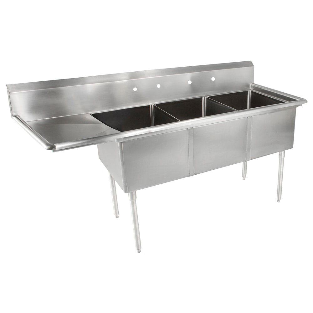 John Boos E3S8-24-14L24 98 1/2" 3 Compartment Sink w/ 24"L x 24"W Bowl, 14" Deep