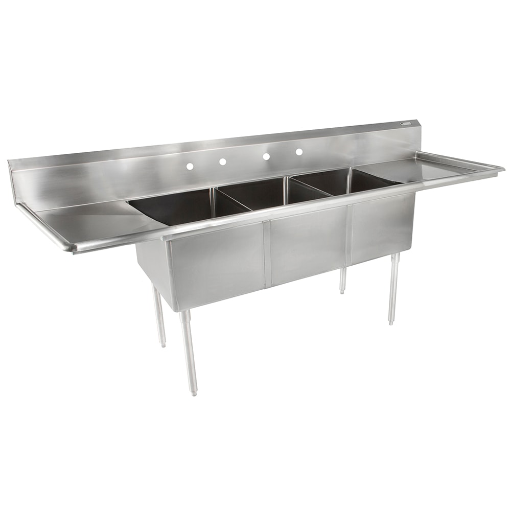 John Boos E3S8-24-14T24 120" 3 Compartment Sink w/ 24"L x 24"W Bowl, 14" Deep