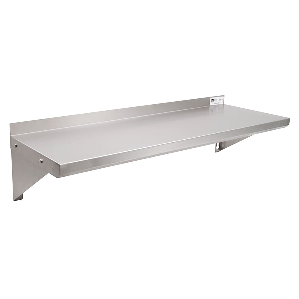 John Boos EWS8-1272 Solid Wall Mounted Shelf, 72"W x 12"D, Stainless