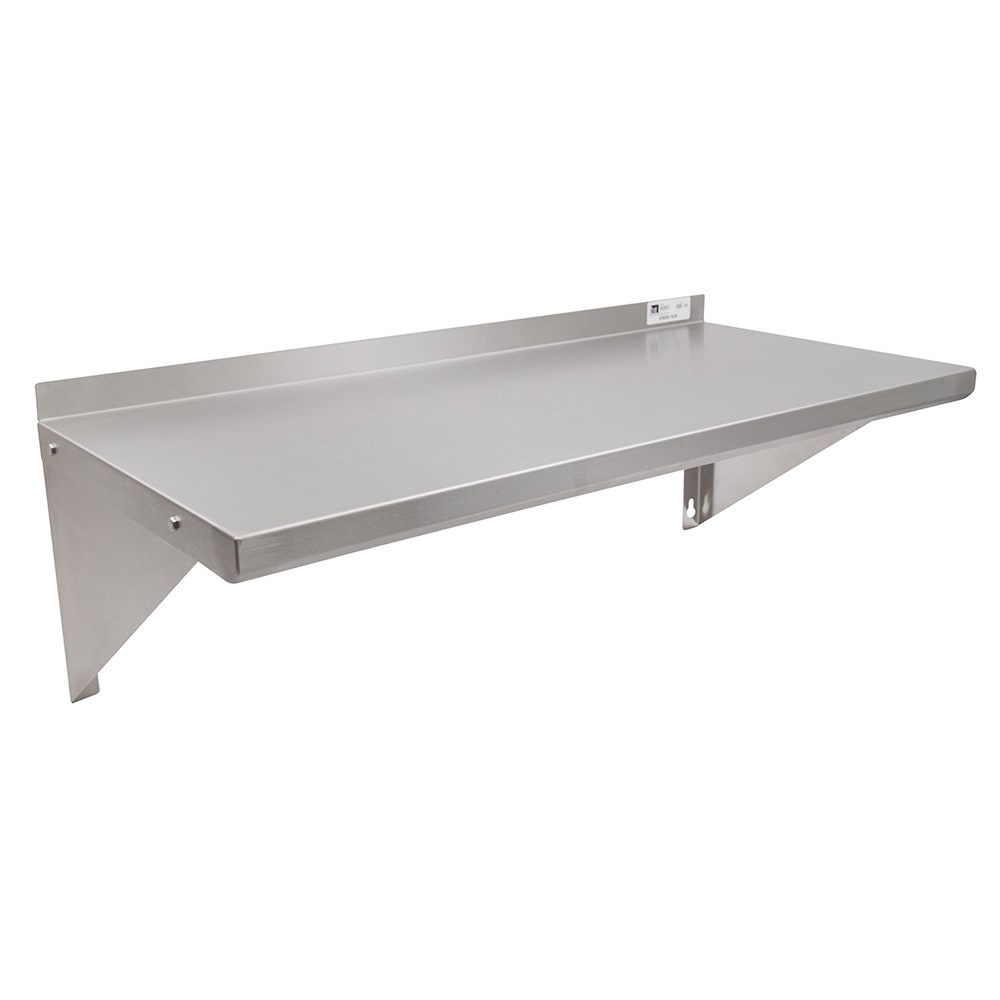 John Boos EWS8-1636 Solid Wall Mounted Shelf, 36"W x 16"D, Stainless