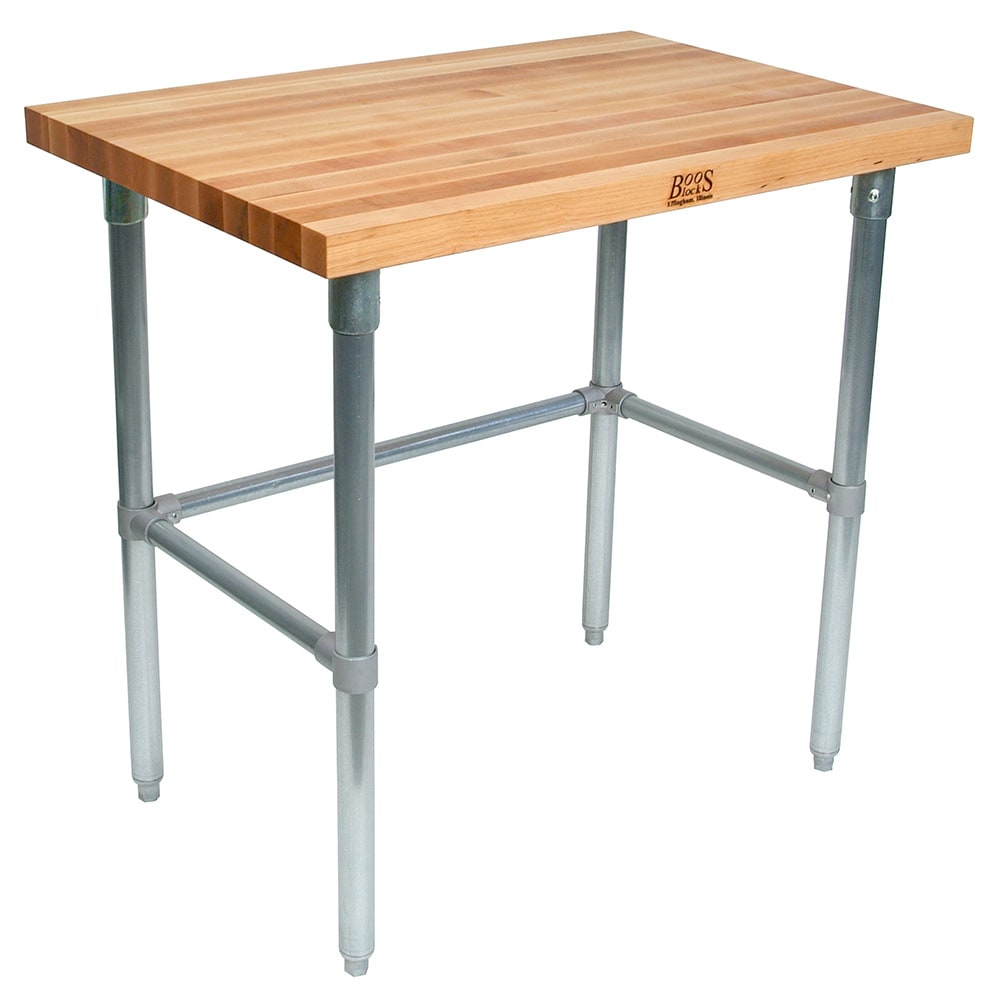 John Boos HNB12 1 3/4" Maple Top Work Table w/ Open Base, 120"L x 30"D