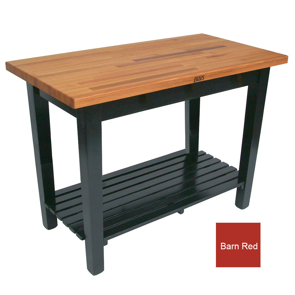 John Boos OC3625-S American Heritage Oak C Table, 1 Shelf, 36 x 25 x 35" H, Barn Red