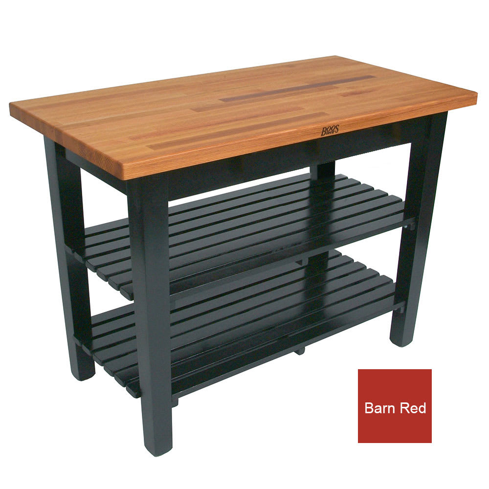 John Boos OC4825-2S American Heritage Oak C Table, 2 Shelves, 48 x 35" H, Barn Red