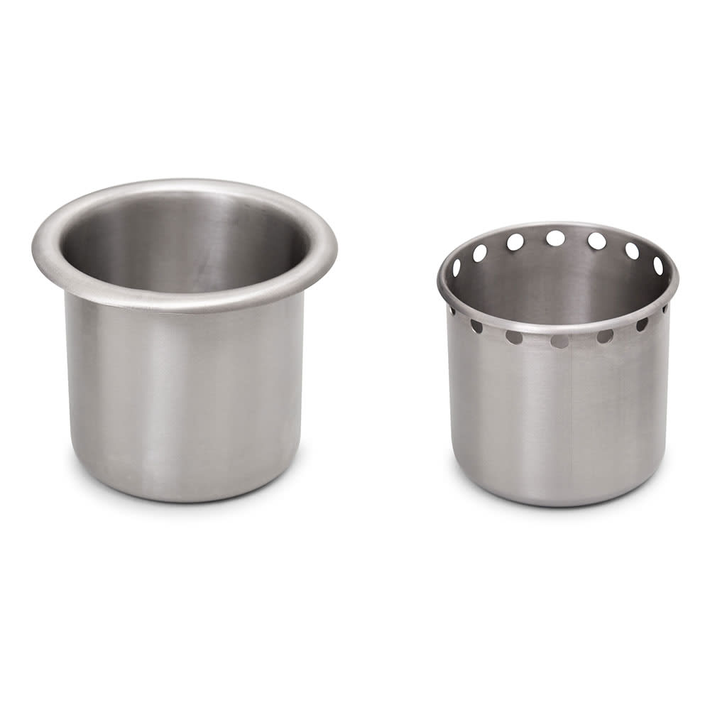 John Boos PB-DWBA-X 5 1/2" Round Dipper Well Bowl w/ Basket Drain, Stainless Steel