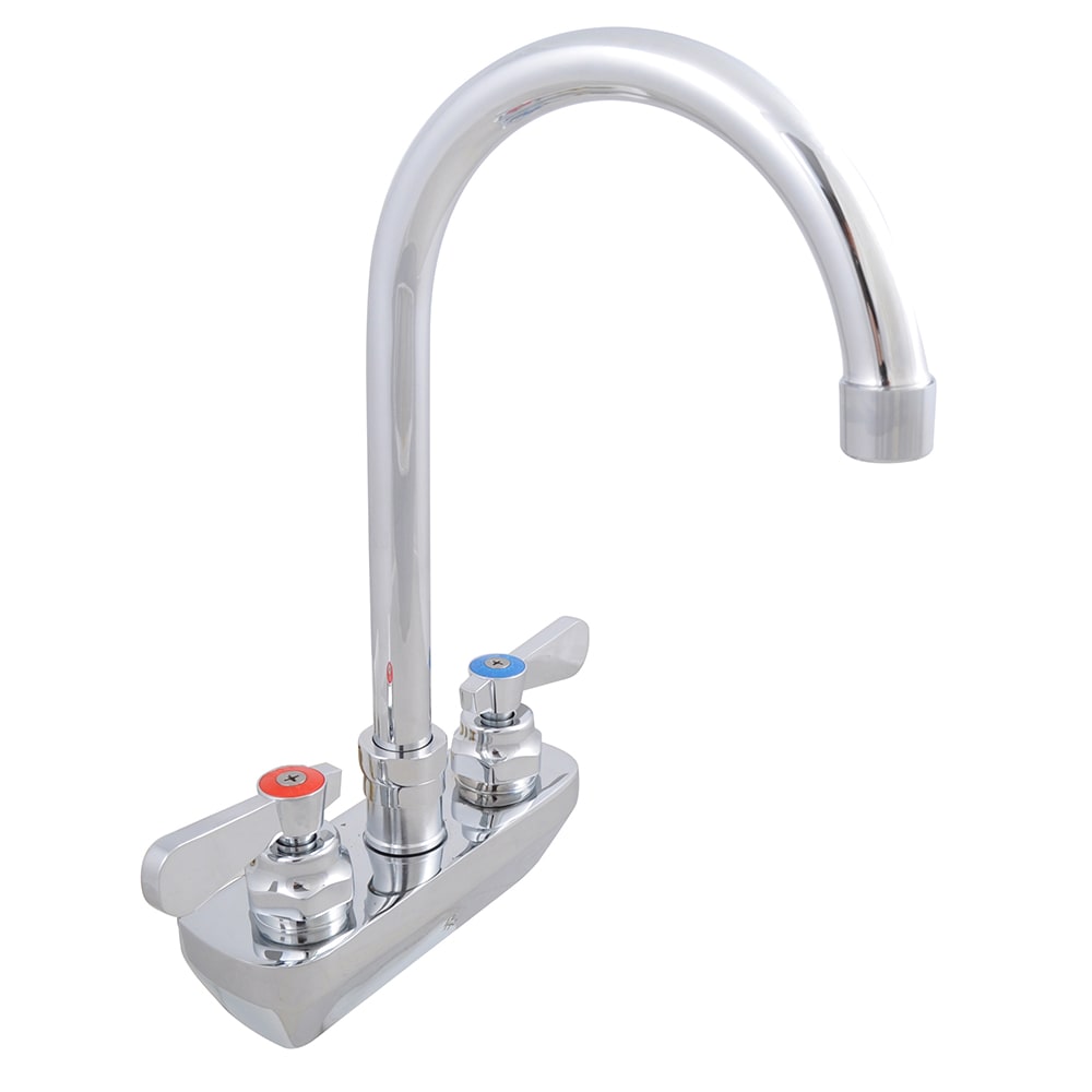 John Boos PBF-4SM-8GLF Splash Mount Faucet - 8" Gooseneck Spout, 4" Centers