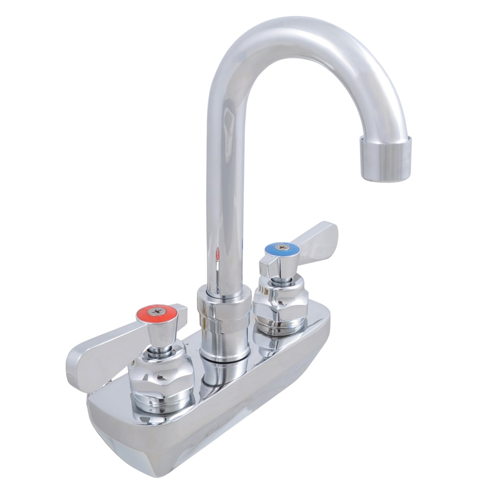 John Boos PBF-SEF3GLF Splash Mount Faucet - 3 1/2" Gooseneck Spout, 4" Centers