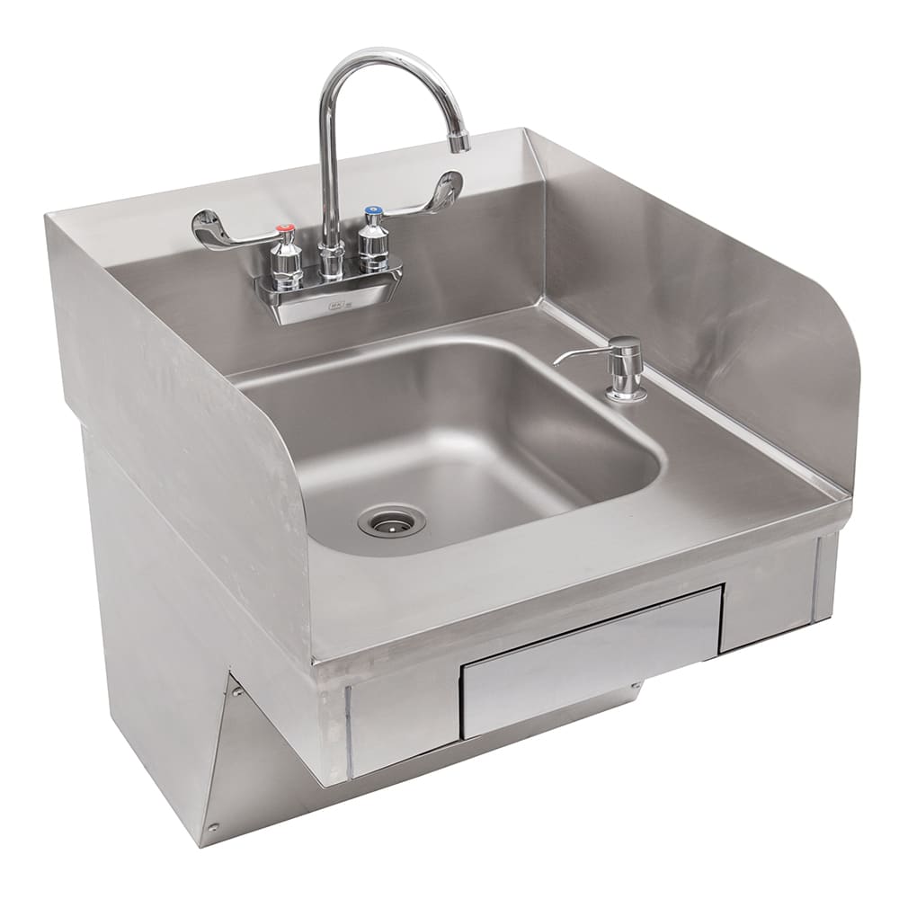 John Boos PBHS-ADA-P-STD Splash Mount Hand Sink w/ Gooseneck Faucet, 4" On-Center, 14 x 10 x 5" Bowl