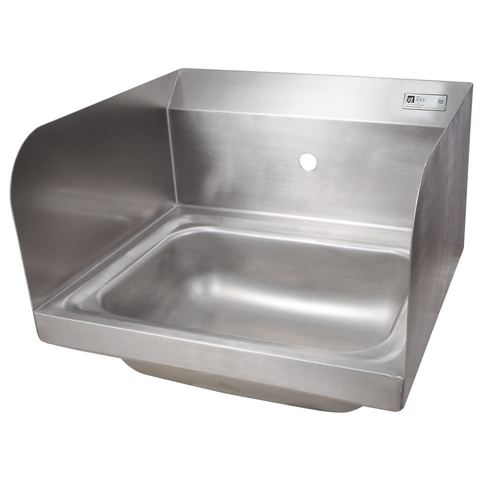 John Boos PBHS-W-1410-1-SSLR Wall Mount Commercial Hand Sink w/ 14"L x 10"W x 5"D Bowl, Side Splashes