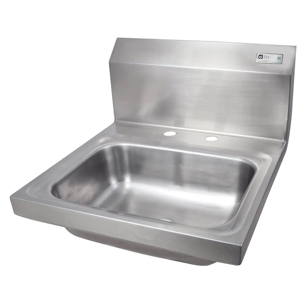 John Boos PBHS-W-1410-2DM Wall Mount Commercial Hand Sink w/ 14"L x 10"W x 5"D Bowl, Basket Drain