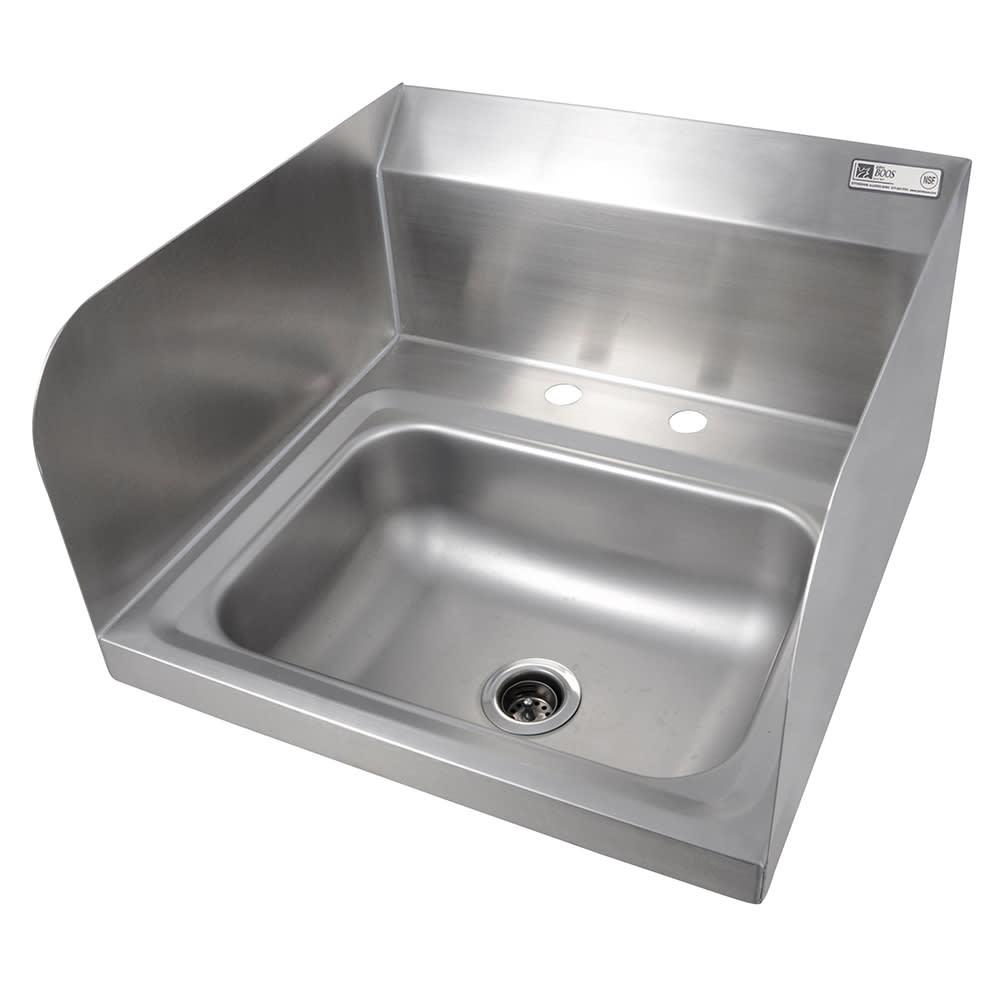 John Boos PBHS-W-1410-2DM-SSLR Deck Mount Hand Sink w/ 2 Side Splash, 4" On-Center, 14 x 10 x 5" Bowl