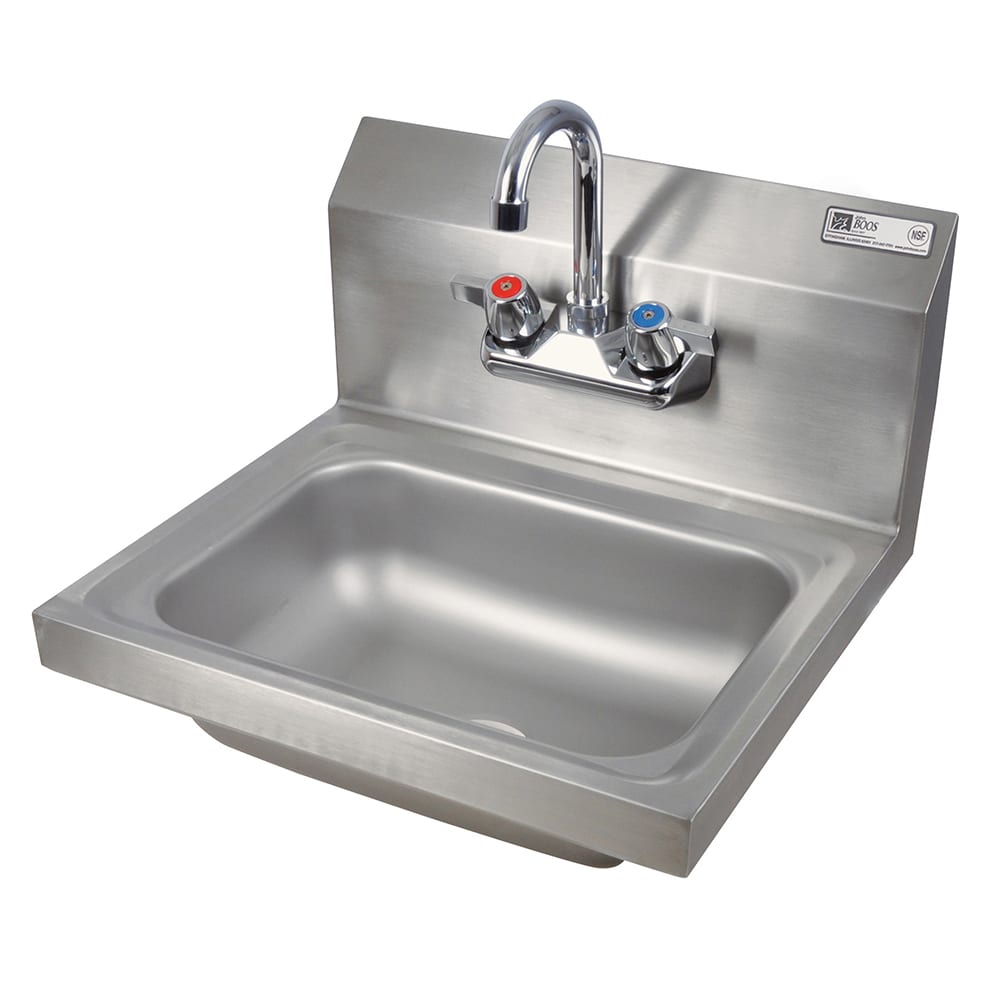 John Boos PBHS-W-1410-P Wall Mount Commercial Hand Sink w/ 14"L x 10"W x 5"D Bowl, Basket Drain