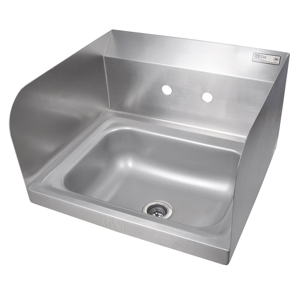 John Boos PBHS-W-1410-SSLR Splash Mount Hand Sink w/ 2 Side Splash, 4" On-Center, 14 x 10 x 5" Bowl