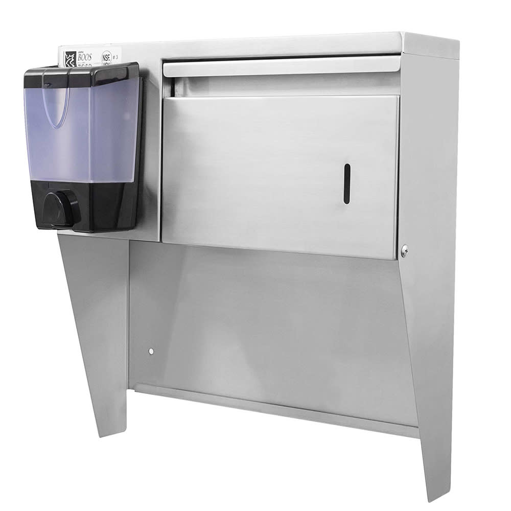 John Boos PB-STD-1410-X Wall Mount Paper Towel & Soap Dispenser for 17"W Hand Sinks, Stainless Steel