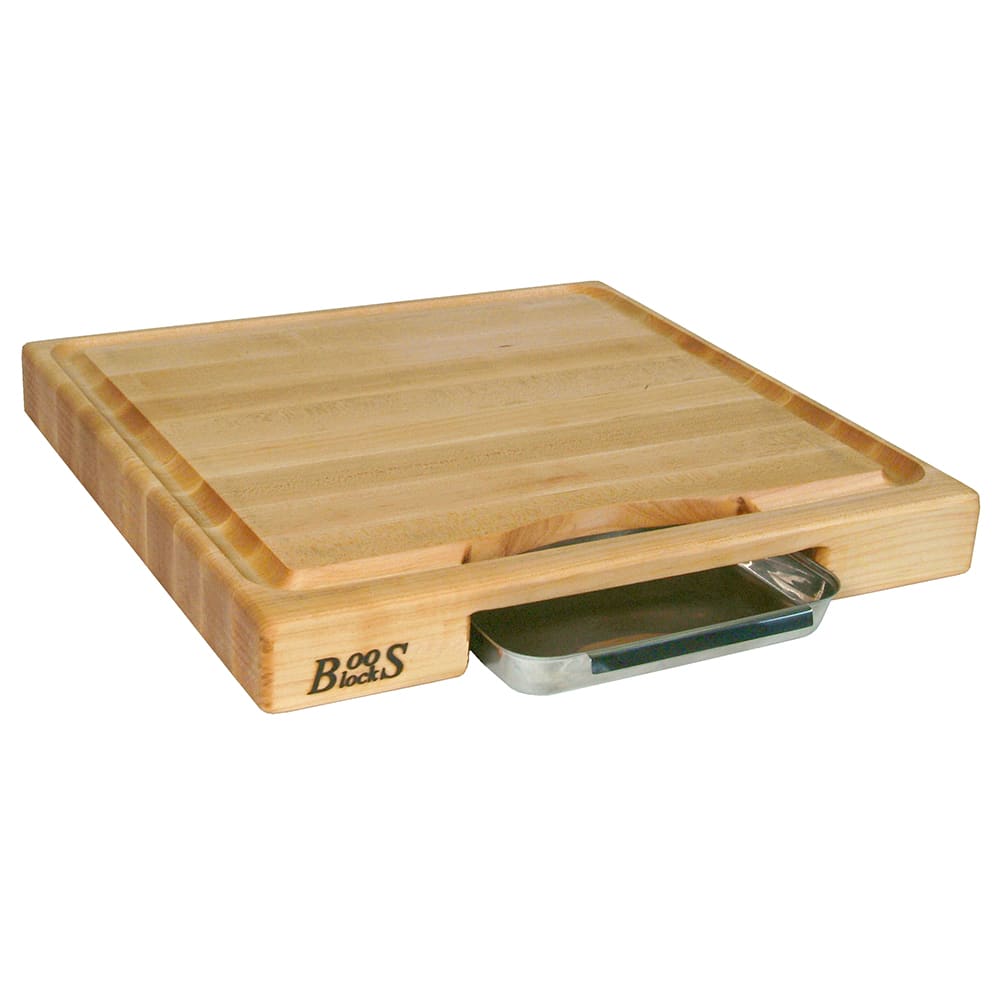 John Boos PM18180225-P Cutting Board Gift Collection w/ Pan & Maple Edge Grain, 18x18x2 1/4"