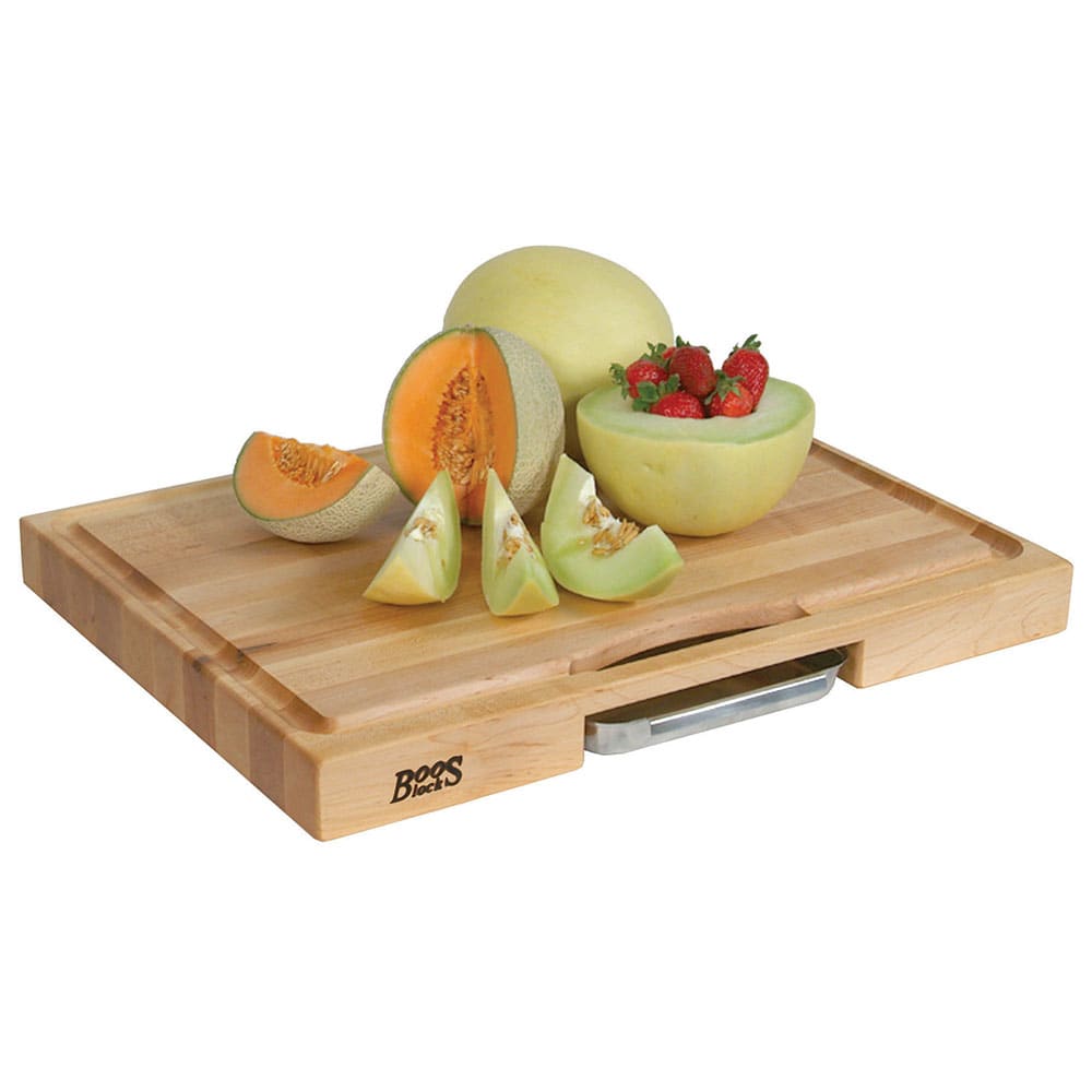 John Boos PM2418225-P Gift Collection w/ 18x18x2 1/4" Cutting Board, Pan & Juice Groove, Cream
