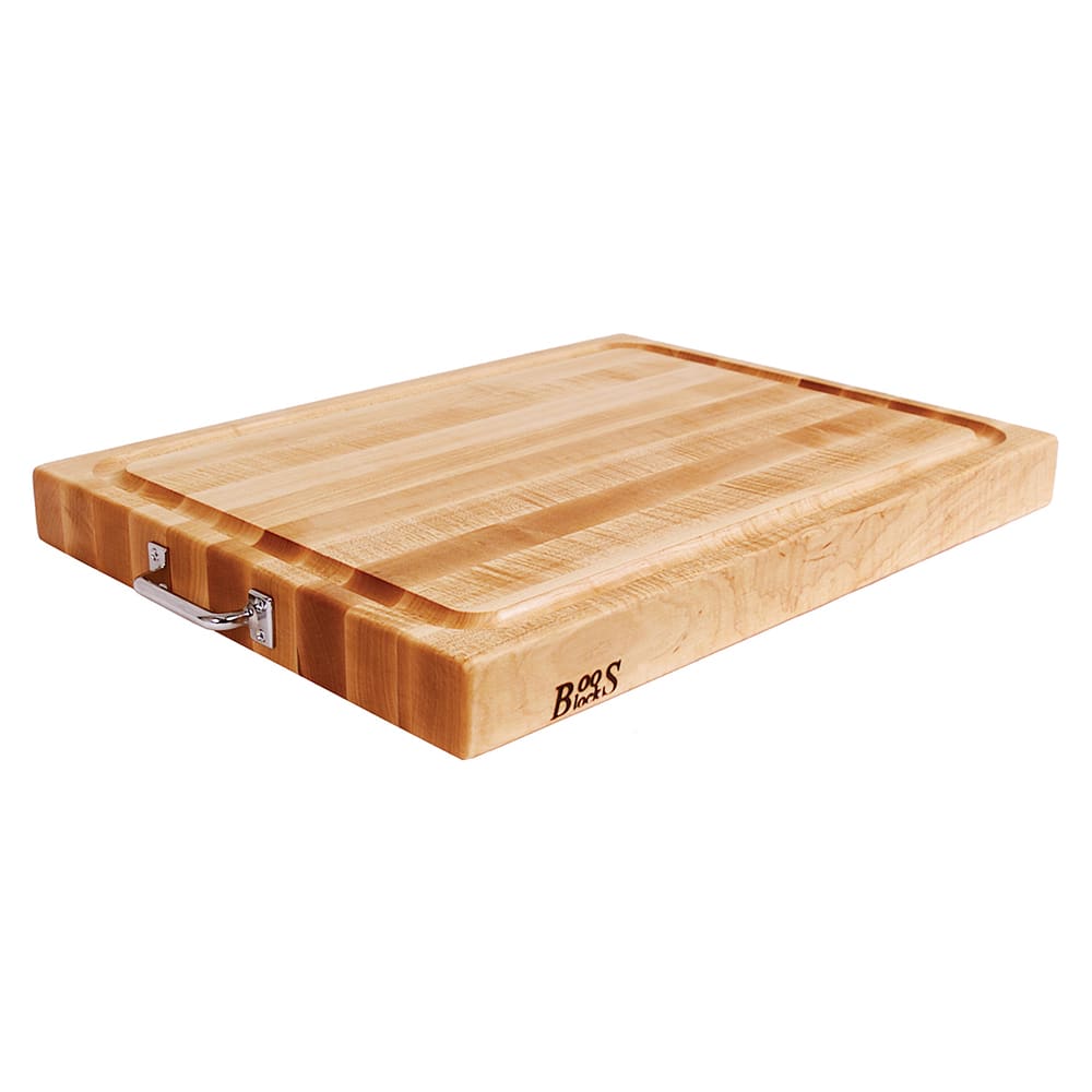 John Boos RAFR2418 Cutting Board, Maple with Stainless Handles, Juice Groove, 24 x 18 x 2 1/4" Thick