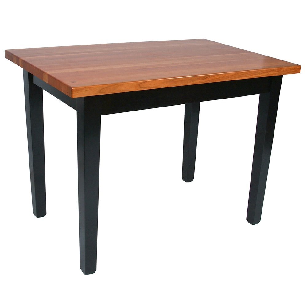 John Boos RN-C3624-2S Le Classique Table, 1 1/2" Edge Grain Cherry, Black Base, 2 Shelves, 36 x 24"