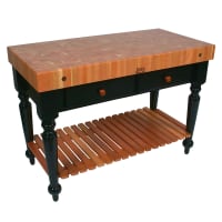 John Boos RN-LR05 Le Rustica Table, 4" Thick End Grain Cherry Block, Black Base, 48 x 24" thumbnail 5