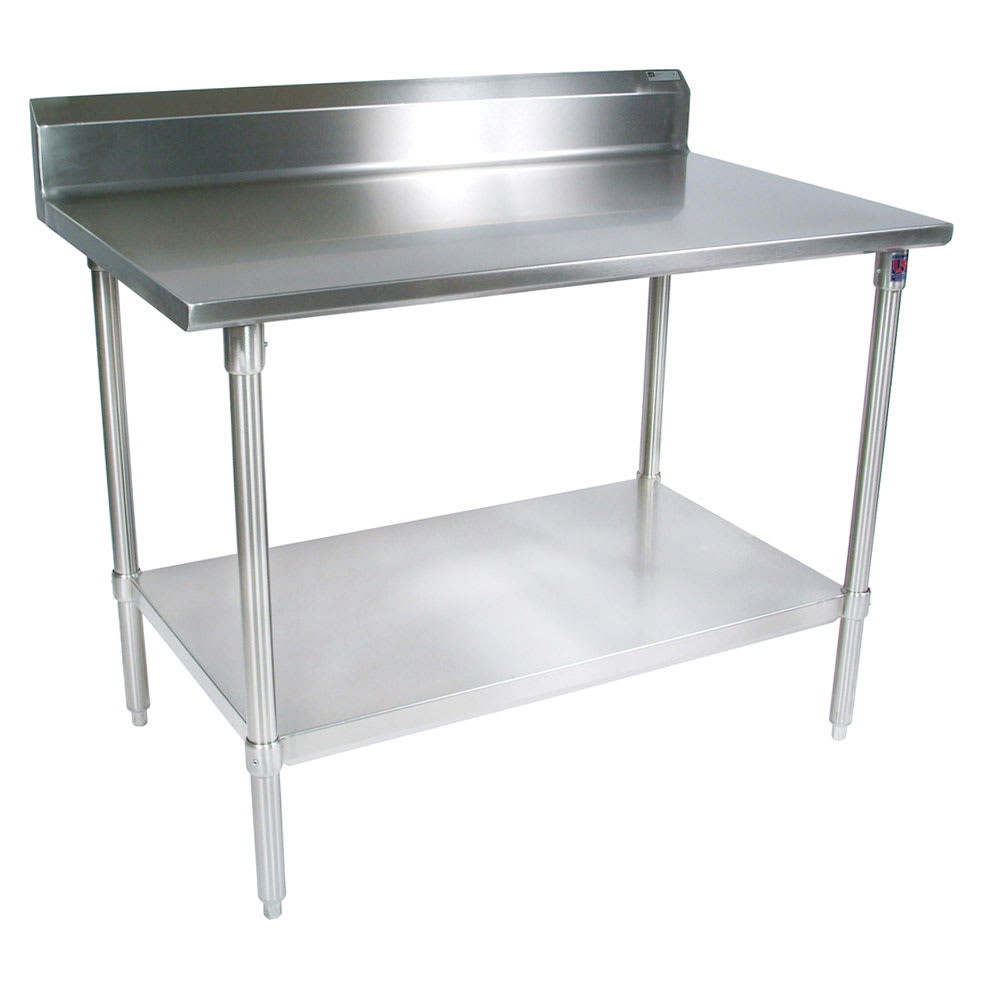 John Boos ST4R5-3036SSK 36" 14 ga Work Table w/ Undershelf & 300 Series Stainless Top, 5" Backsplash