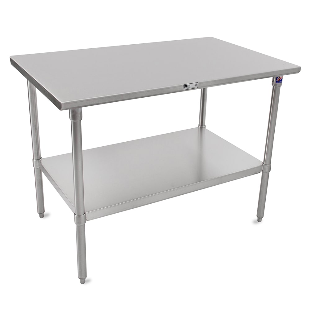 John Boos ST6-2448SSK-X 48" 16 ga Work Table w/ Undershelf & 300 Series Stainless Flat Top