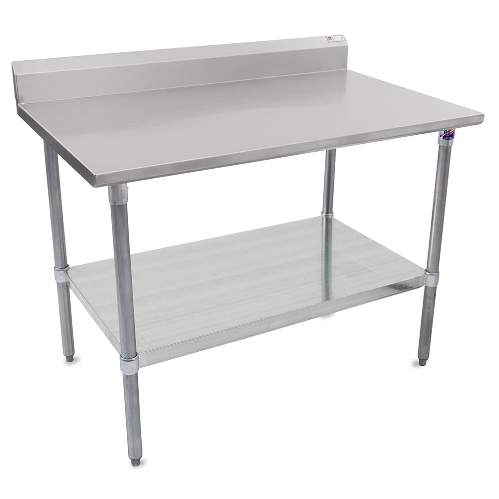 John Boos ST6R5-2484GSK-X 84" 16 ga Work Table w/ Undershelf & 300 Series Stainless Top, 5" Backsplash