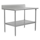 John Boos ST6R5-3048SSK-X 48" 16 ga Work Table w/ Undershelf & 300 Series Stainless Top, 5" Backsplash thumbnail 2