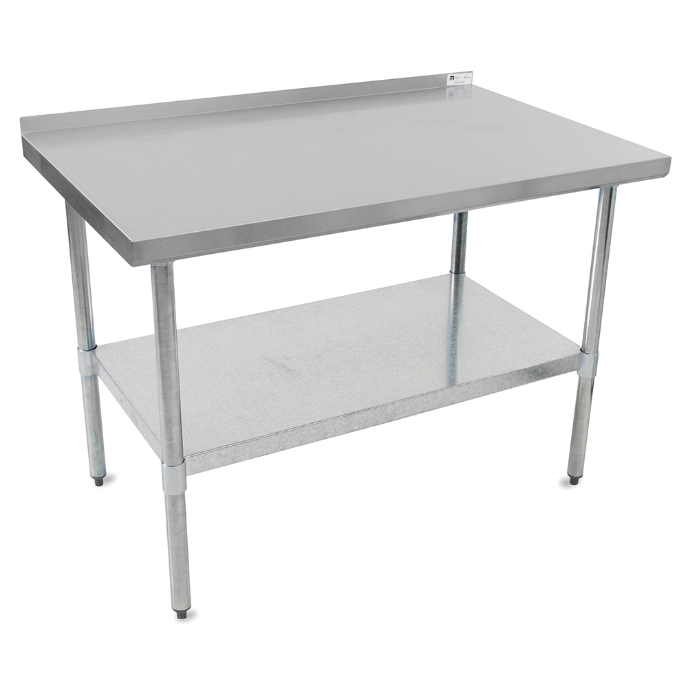 John Boos UFBLG7224 72" 18 ga Work Table w/ Undershelf & 430 Series Stainless Top, 1 1/2" Backsplash