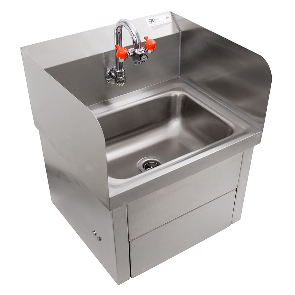 John Boos PBHS-W-1410-KV1APS-EW-X Wall Mount Touchless Hand Sink w/ Eye Wash - 14"L x 10"W x 5"D Bowl, Knee Valve