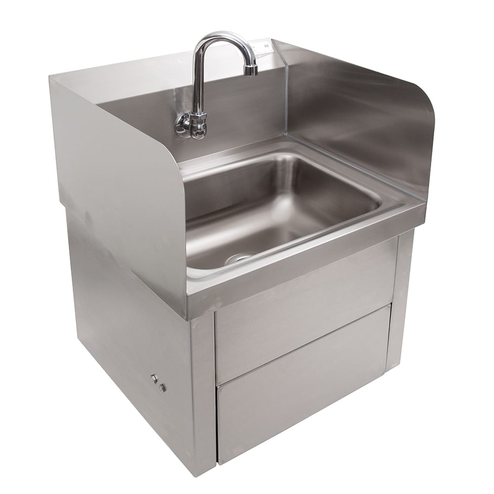 John Boos PBHS-W-1410-KV1APS-SS-X Wall Mount Touchless Hand Sink w/ Goosneck Faucet - 14"L x 10"W x 5"D Bowl, Knee Valve
