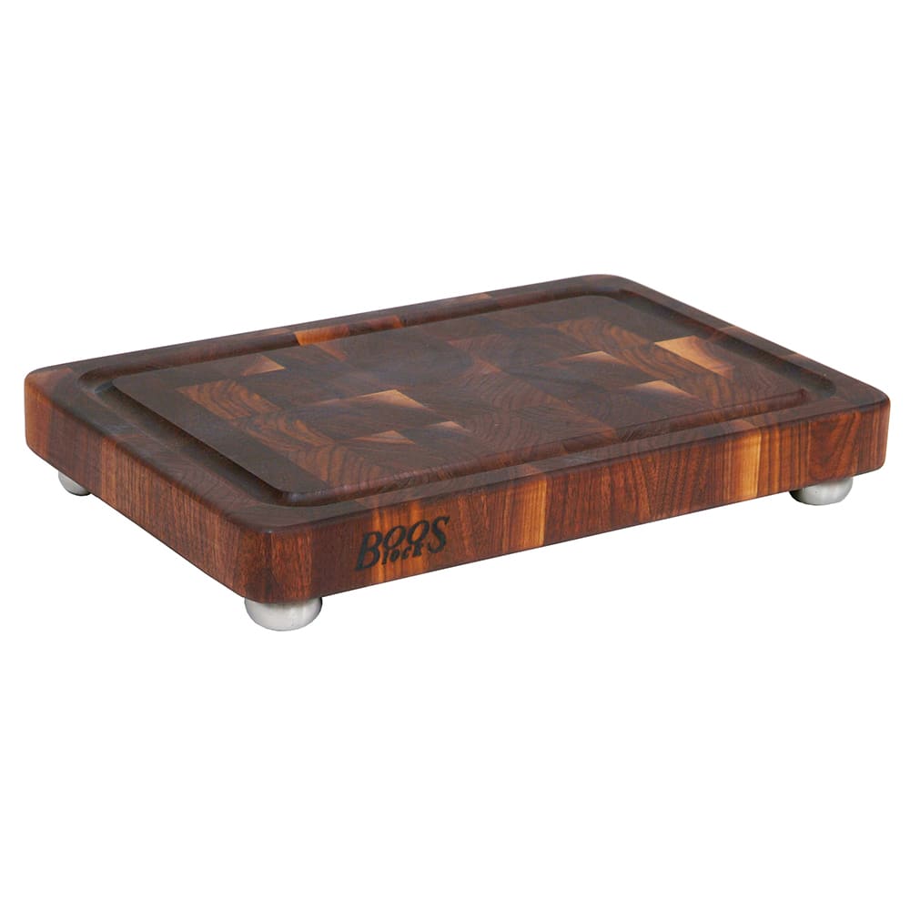 John Boos WAL-1812175-SSF Cutting Board, Walnut, Juice Groove, Stainless Bun Feet, 18 x 12 x 1 3/4" Thick