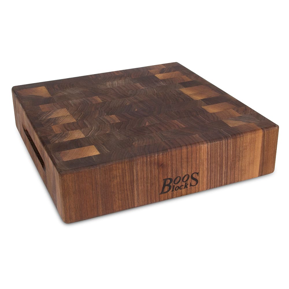 John Boos WAL-CCB121203 Chopping Block w/ Grips, 12x12x3", Walnut, Reversible