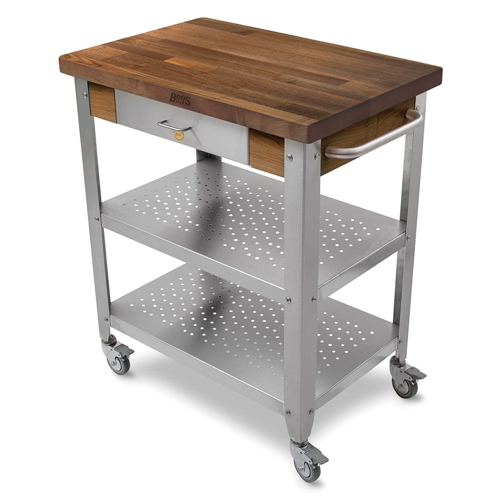 John Boos WAL-CUCE30 Cart w/ Walnut Top & (2) Shelves, 20x30x35"